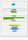 AQA  A-LEVEL HISTORY 7042/2M [Component 2M Wars and Welfare: Britain in Transition, 1906–1957]QUESTIONS & MARKING SCHEME MERGED||GRADED A+||