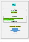 AQA  A-LEVEL  HISTORY 7042/2O ||Component 2O Democracy and Nazism: Germany, 1918–1945||QUESTIONS & ANSWERS MERGED|| GRADED A+