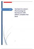 Test Bank For Lehne's Pharmacology for Nursing Care 10th Edition ,Complete Test Bank