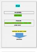 AQA  A-LEVEL  HISTORY  7042/2R ||Component 2R The Cold War, c1945–1991||QUESTIONS & MARKING SCHEME MERGED|| GRADED A+||