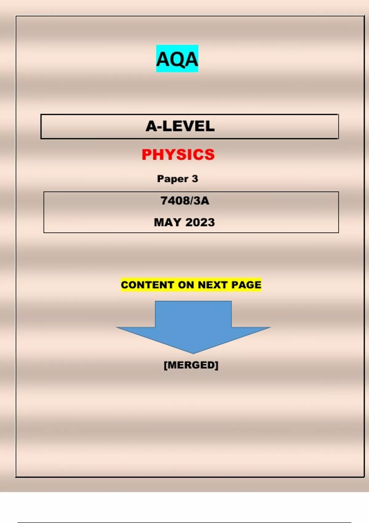 AQA A-LEVEL PHYSICS Paper 3 7408/3A||QUESTIONS & MARKING SCHEME MERGED ...