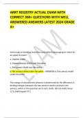 ARRT REGISTRY ACTUAL EXAM WITH CORRECT 300+ QUESTIONS WITH WELL ANSWERED ANSWERS LATEST 2024 GRADE A+