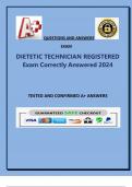 DIETETIC TECHNICIAN REGISTERED Exam Correctly Answered 2024