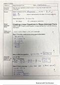 Teacher Notes: Creating linear equations in slope intercept form