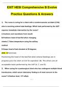 HESI EXIT Comprehensive B Evolve Practice Questions and Answers (2024 / 2025) (Verified Answers)