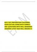 RCFE TEST PREPARATION CALIFORNIA  EXAM (ACTUAL EXAM) WITH CORRECT  200+ QUESTIONS WITH WELL ANSWERED  ANSWERS LATEST 2024 WELL GRADED A+ 