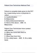 Patient Care Technician National Test Questions And Answers 