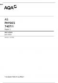 AQA PHYSICS AS Level Question Paper 1 and Mark Scheme