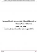 Advanced Health Assessment & Clinical Diagnosis in Primary Care 6th Edition Dains Test Bank Answer given at the end of each chapter 100
