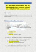 (complete) Complete MLT Exam (MLT Blood Bank; MLT Urinalysis & Body Fluids; MLT Chemistry and Clinical; MLT Haematology; MLT Immunology; MLT Microbiology; MLT Laboratory Operations) Test Bank |2024/2025 Grade A+ Score Guide 