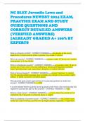 NC BLET Juvenile Laws and Procedures NEWEST 2024 EXAM, PRACTICE EXAM AND STUDY GUIDE QUESTIONS AND CORRECT DETAILED ANSWERS (VERIFIED ANSWERS) |ALREADY GRADED A+ 100% BY EXPERTS