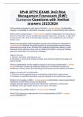 SPeD SFPC EXAM: DoD Risk Management Framework (RMF) Guidance Questions with Verified answers 2023/2024
