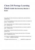 Chem 210 Portage Learning Final exam Biochemistry Module 3 Exam  Questions & Answers with rationales