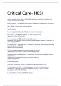 Critical Care- HESI QUESTIONS AND CORRECT ANSWERS