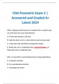 CNA Prometric Exam 2 | Answered and Graded A+ Latest 2024
