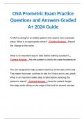 CNA Prometric Exam Practice Questions and Answers Graded A+ 2024 Guide