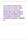 Smartsheet Certification/  Smartsheet Practice 2023  Questions and Answers QUESTIONS AND CORRECT  DETAILED ANSWERS WITH  RATIONALES VERIFIED  ANSWERSALREADY GRADED  A+