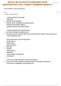 NR-305:| NR 305 HEALTH ASSESSMENT EXAM QUESTIONS WITH 100% CORRECT ANSWERS| GRADED A+