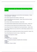 Fundamentals of Dental Assisting Final Exam 2024 Questions and Answers 