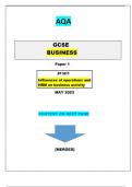 AQA GCSE BUSINESS Paper 1 8132/1[Influences of operations and HRM on business activity]QUESTIONS & MARKING SCHEME MERGED|| GRADED A+