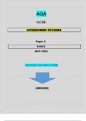 AQA  GCSE  CITIZENSHIP STUDIES   Paper 2  8100/2||QUESTIONS & MARKING SCHEME MERGED|| GRADED A+||