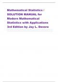 Mathematical Statistics/ SOLUTION MANUAL for  Modern Mathematical  Statistics with Applications  3rd Edition by Jay L. Devore