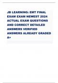 JB LEARNING: EMT FINAL EXAM EXAM NEWEST 2024 ACTUAL EXAM QUESTIONS AND CORRECT DETAILED ANSWERS VERIFIED ANSWERS ALREADY GRADED A+