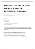 ELABORATED ETHICS & LEGAL ISSUES  FOR HEALTH PROFESSIONS TEST BANK 