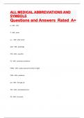 ALL MEDICAL ABBREVIATIONS AND SYMBOLS Questions and Answers  Rated  A+