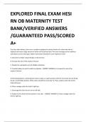 EXPLORED FINAL EXAM HESI RN OB MATERNITY TEST BANK/VERIFIED ANSWERS /GUARANTEED PASS/SCORED A+