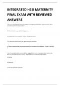 INTEGRATED HESI MATERNITY FINAL EXAM WITH REVIEWED ANSWERS 