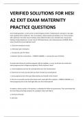 VERIFIED SOLUTIONS FOR HESI A2 EXIT EXAM MATERNITY PRACTICE QUESTIONS