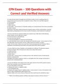 CPN Exam – 100 Questions with Correct and Verified Answers