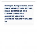 Michigan Jurisprudence exam EXAM NEWEST 2024 ACTUAL EXAM QUESTIONS AND CORRECT DETAILED ANSWERS VERIFIED ANSWERS ALREADY GRADED A+