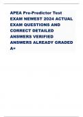 APEA Pre-Predictor Test  EXAM NEWEST 2024 ACTUAL  EXAMQUESTIONS AND  CORRECT DETAILED  ANSWERS VERIFIED  ANSWERSALREADY GRADED  A+
