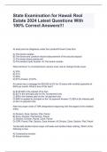 State Examination for Hawaii Real Estate 2024 Latest Questions With 100% Correct Answers!!!