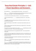 Texas Real Estate Principles 1 - Unit 1 Exam Questions and Asnswers.