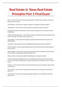 Real Estate U: Texas Real Estate Principles Part 1 Final Exam