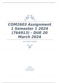 COM2603 Assignment 1 Semester 1 2024 (764913) - DUE 20 March 2024