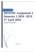 IRM1501 Assignment 2 Semester 1 2024 - DUE 17 April 2024