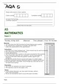 AQA AS Level MATHEMATICS Question Paper 1 MAY 2023