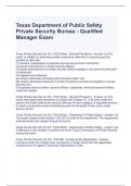 Texas Department of Public Safety Private Security Bureau - Qualified Manager Exam 2024