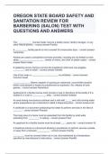 OREGON STATE BOARD SAFETY AND SANITATION REVIEW FOR BARBERING (SALON) TEST WITH QUESTIONS AND ANSWERS