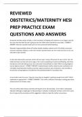 REVIEWED OBSTETRICS/MATERNITY HESI PREP PRACTICE EXAM QUESTIONS AND ANSWERS 