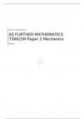 AQA AS FURTHER MATHEMATICS Paper 2 Mechanics MARK SCHEME FOR JUNE 2023    7366/2M