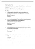 Test Bank For Project Management in Practice, 7th Edition Meredith Chapter 1-8 A+