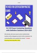CLC 059 Exam Containing Questions with Definitive Solutions 2024-2025 Terms like;  Who decides which post-award contract administrative functions will be delegated and which will be retained by the contracting officer who awarded the contract? - Answer: P