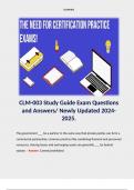 CLM-003 Study Guide Exam Questions and Answers/ Newly Updated 2024-2025. 