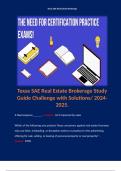 Texas SAE Real Estate Brokerage Study Guide Challenge with Solutions/ 2024-2025