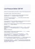 Low Pressure Boiler COF NY Exam with correct Answers 